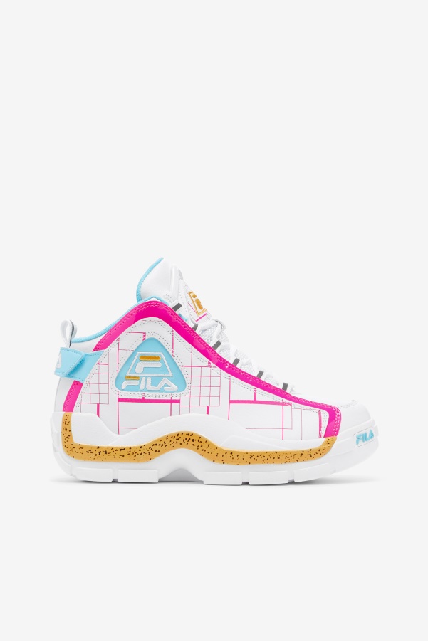 White/Pink Glo/Lemon Fila Women's Grant Hill 2