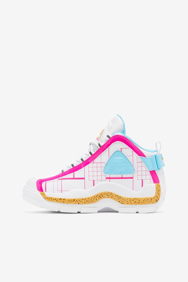 White/Pink Glo/Lemon Fila Women's Grant Hill 2