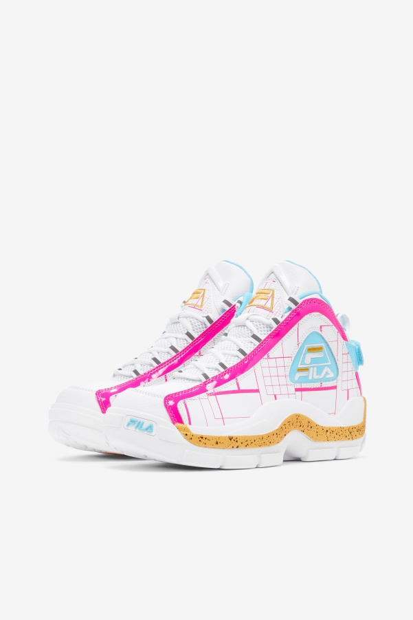 White/Pink Glo/Lemon Fila Women's Grant Hill 2