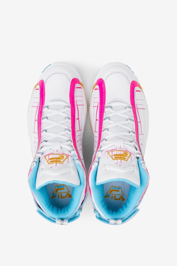White/Pink Glo/Lemon Fila Women's Grant Hill 2