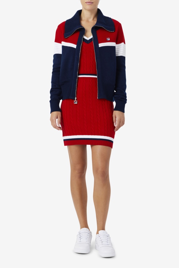 Navy/Red/White Fila Jill Cardigan