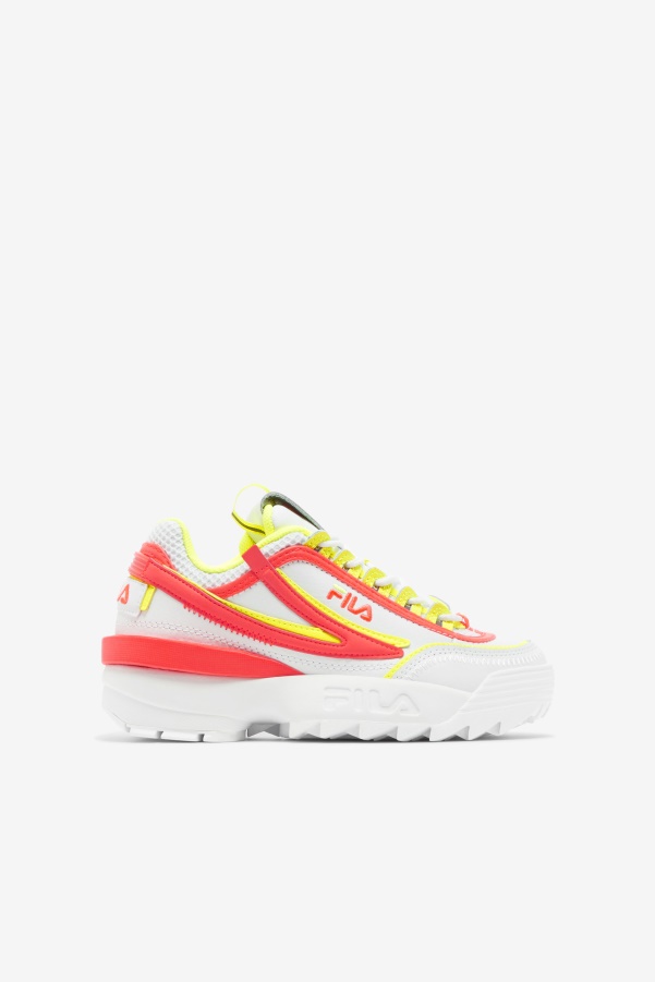Fila White/Fiery Coral/Yellow Little Kids' Disruptor 2 Exp