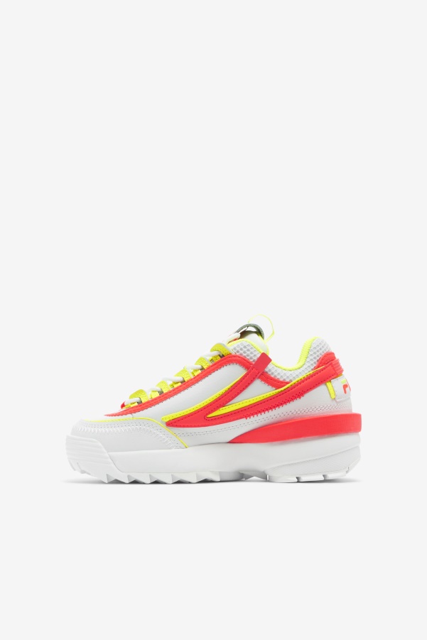 Fila White/Fiery Coral/Yellow Little Kids' Disruptor 2 Exp