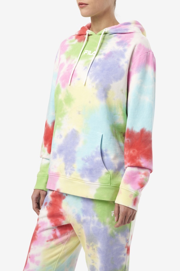 Aerolynn Tie Dye Hoodie Fila Green/White/Periwinkle/Red