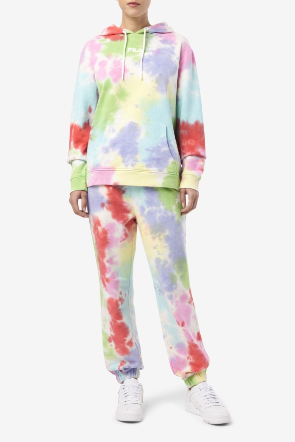 Aerolynn Tie Dye Hoodie Fila Green/White/Periwinkle/Red