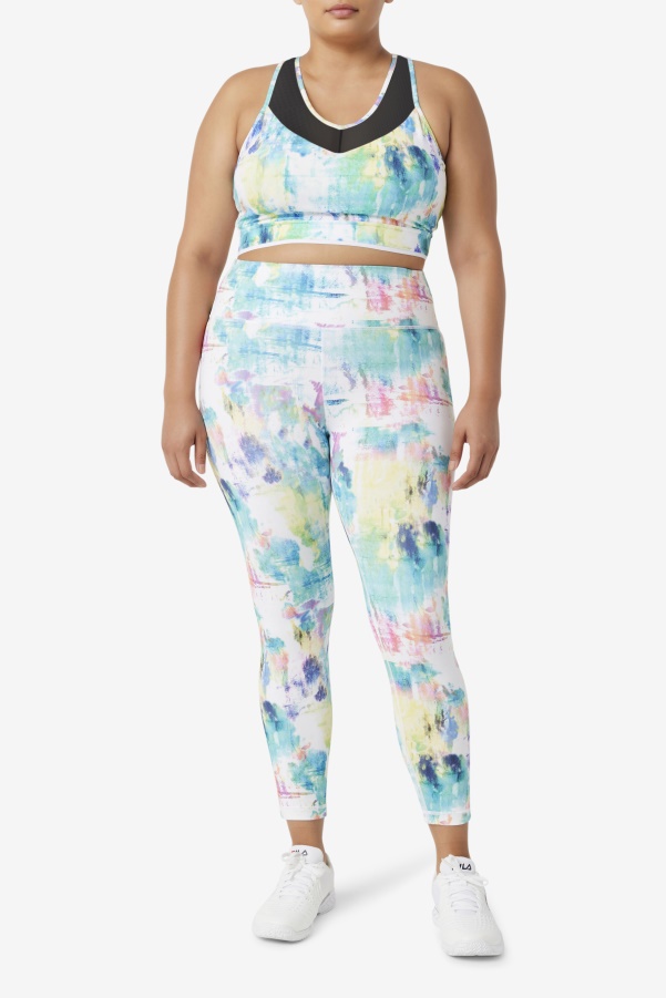 Tie Dye/Black/White Uplift Racerback Bra Top Fila