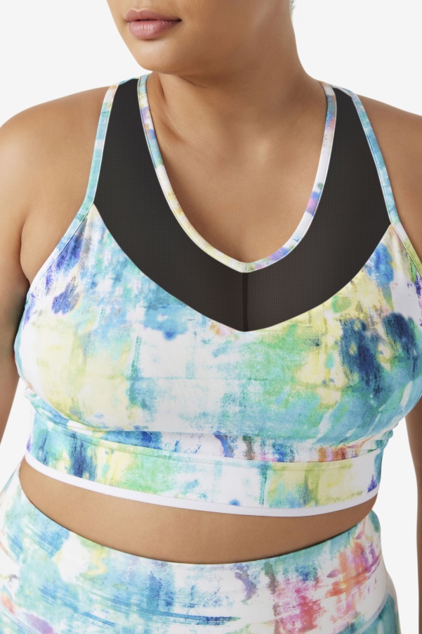 Tie Dye/Black/White Uplift Racerback Bra Top Fila