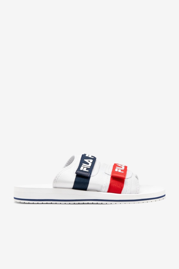 White/Navy/Red Fila Men's utility silde
