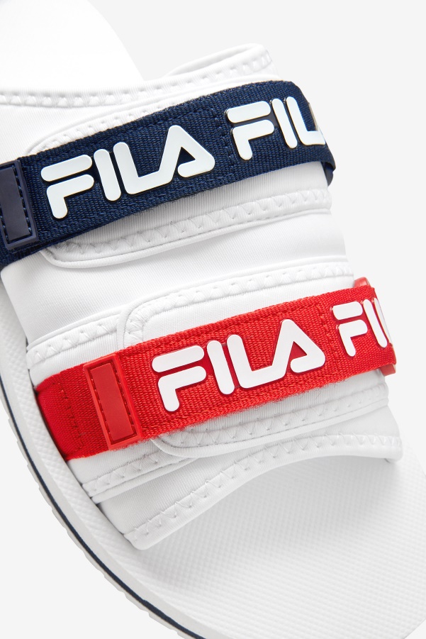 White/Navy/Red Fila Men's utility silde