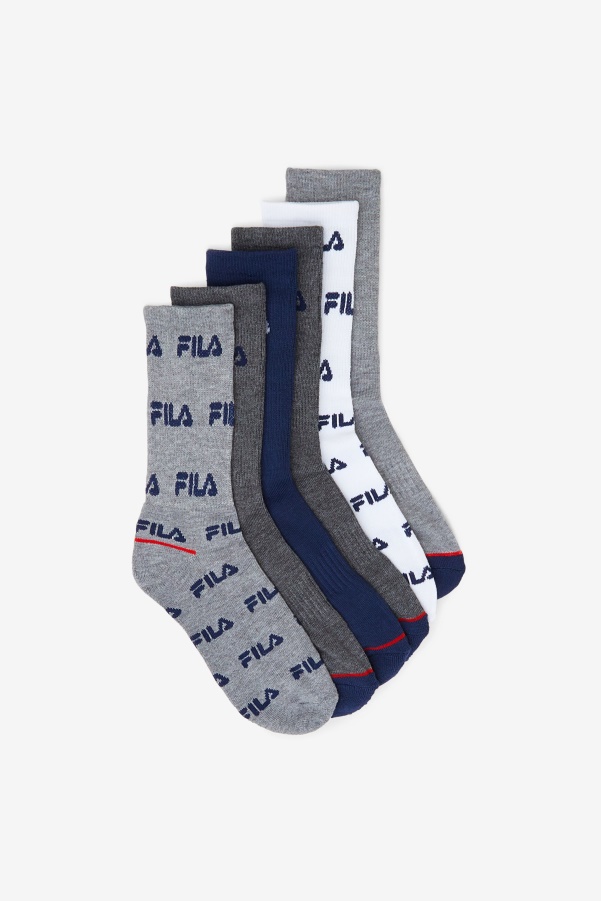 Ltgreyhth Kids' Crew Sock 6-Pack Fila
