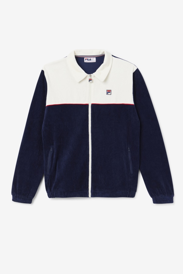 Fila Gerard Velour Jacket Navy/Egret/Red