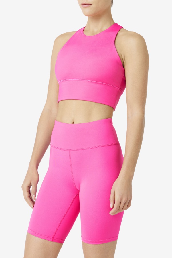 Fila Uplift High Neck Sports Bra Bright Pink