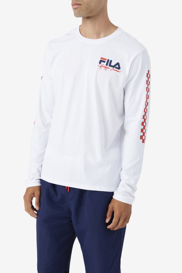 Fila White Bevans Park Long Sleeve Tee