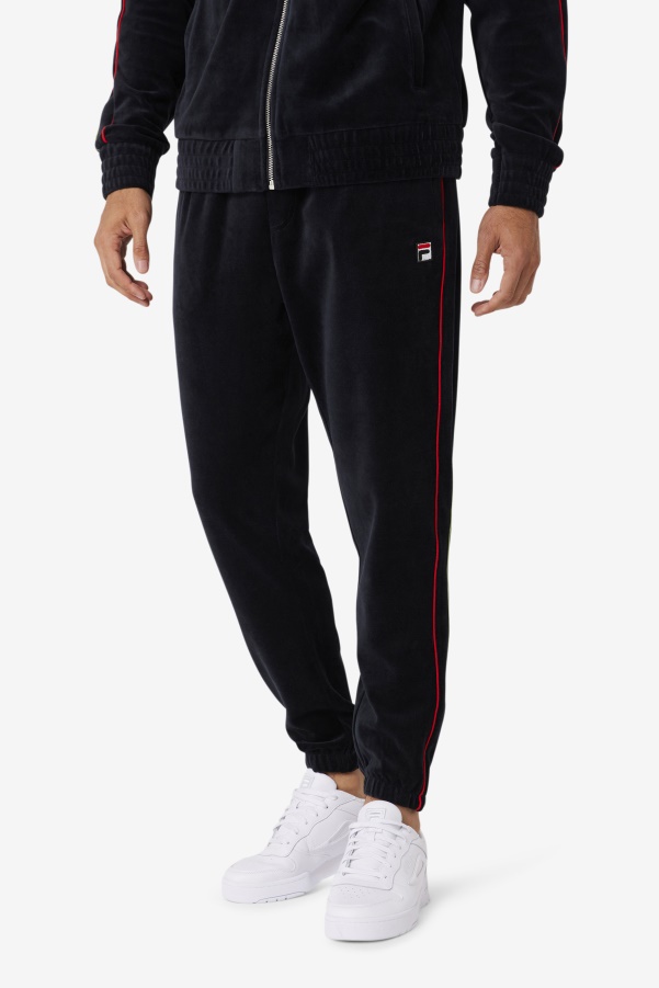 Fila Deverall Velour Pant Black/Red/Forest Green