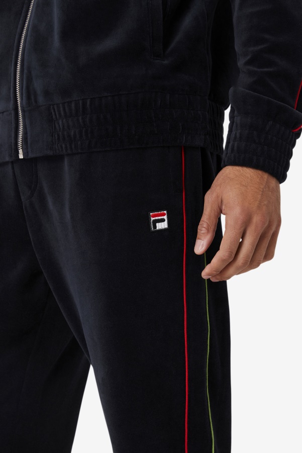 Fila Deverall Velour Pant Black/Red/Forest Green