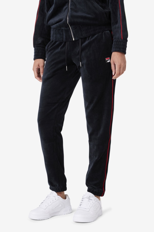 Fila Deverall Velour Pant Black/Red/Forest Green