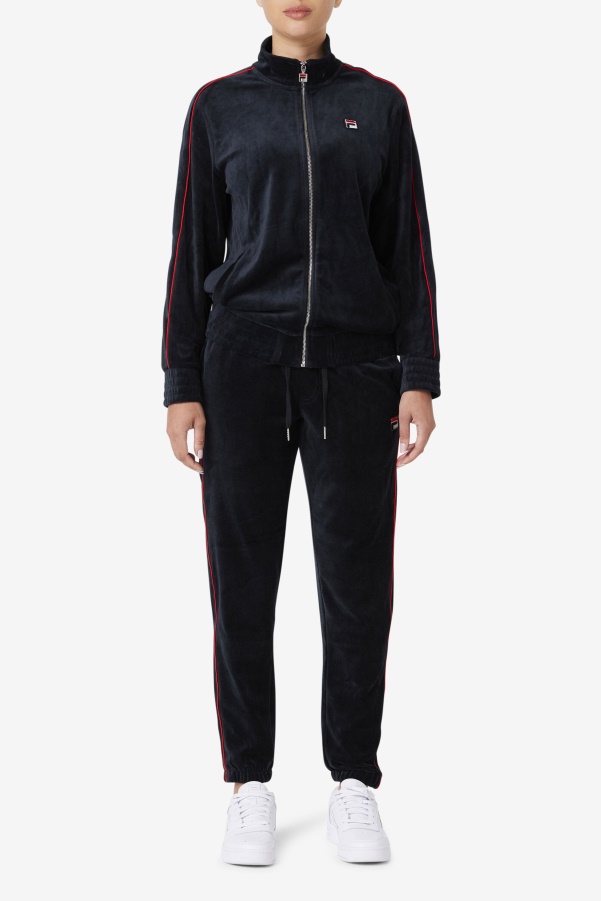 Fila Deverall Velour Pant Black/Red/Forest Green