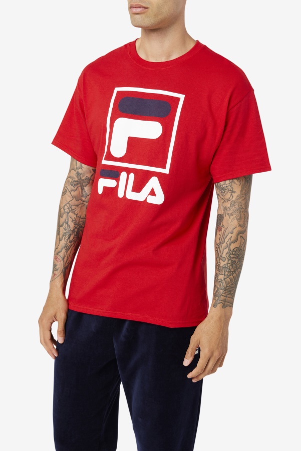 Red/White/Navy stacked tee shirt Fila