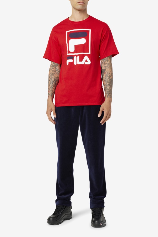 Red/White/Navy stacked tee shirt Fila