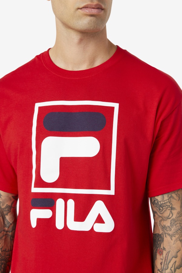 Red/White/Navy stacked tee shirt Fila