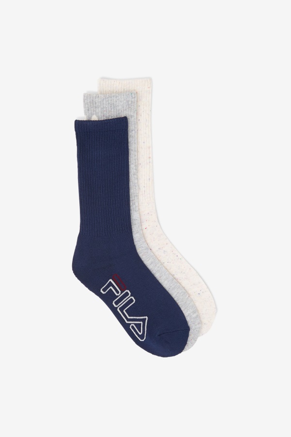 Women's Speckle Stripe Crew Sock 3-Pack Fila White