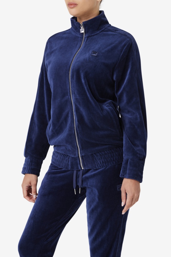 Deverall Velour Jacket Navy Fila