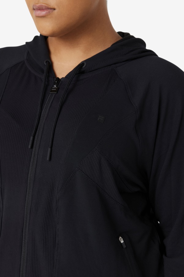 Fi-Lux Texture Black Full Zip Hoodie Fila