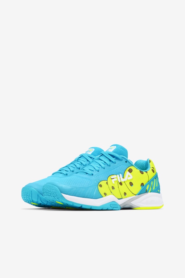 Bluefish/White/Yellow Fila Women's Volley Zone