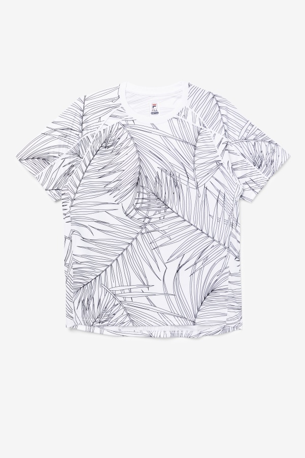 Pickleball Short Sleeve Crew Fila White Palm Print/White