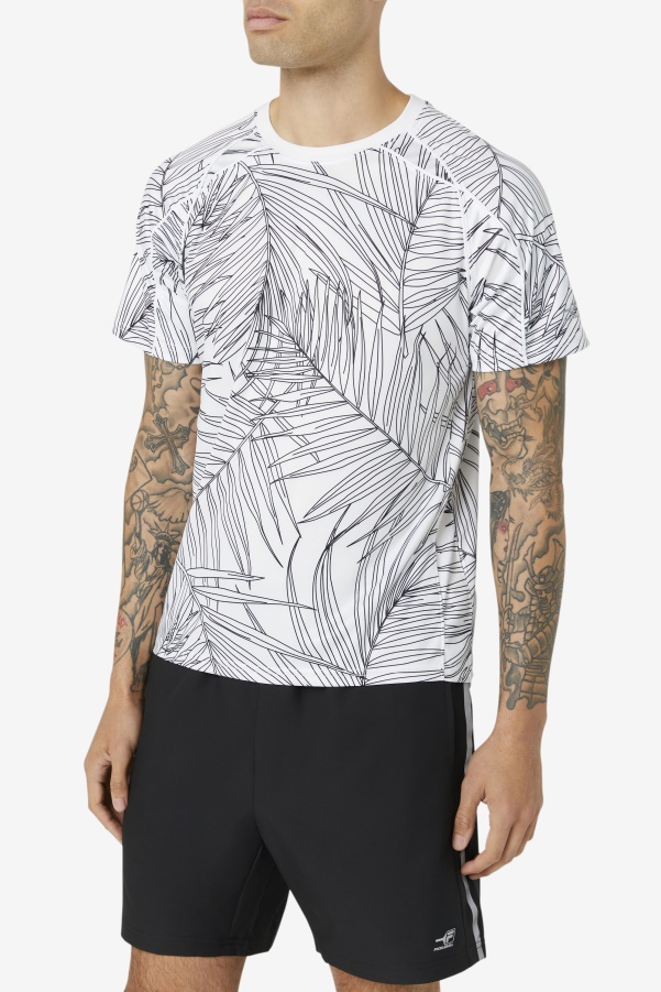 Pickleball Short Sleeve Crew Fila White Palm Print/White