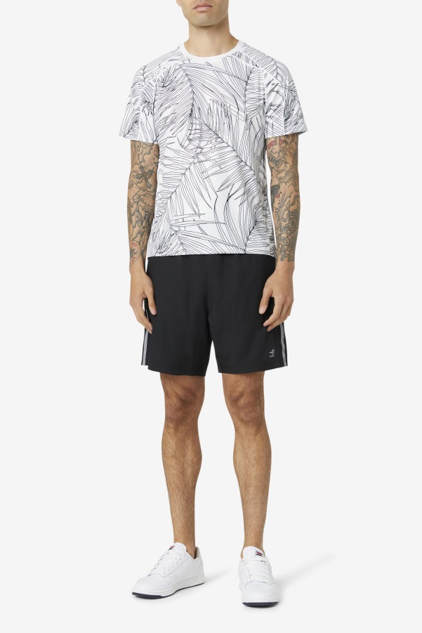 Pickleball Short Sleeve Crew Fila White Palm Print/White