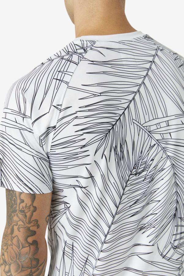 Pickleball Short Sleeve Crew Fila White Palm Print/White