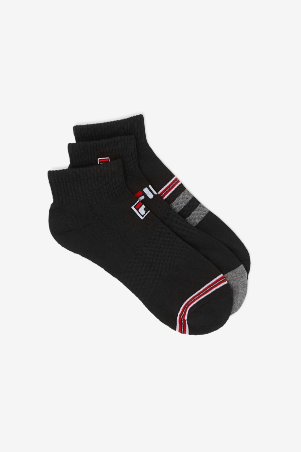 Black Men's Striped Quarter Sock 3-Pack Fila