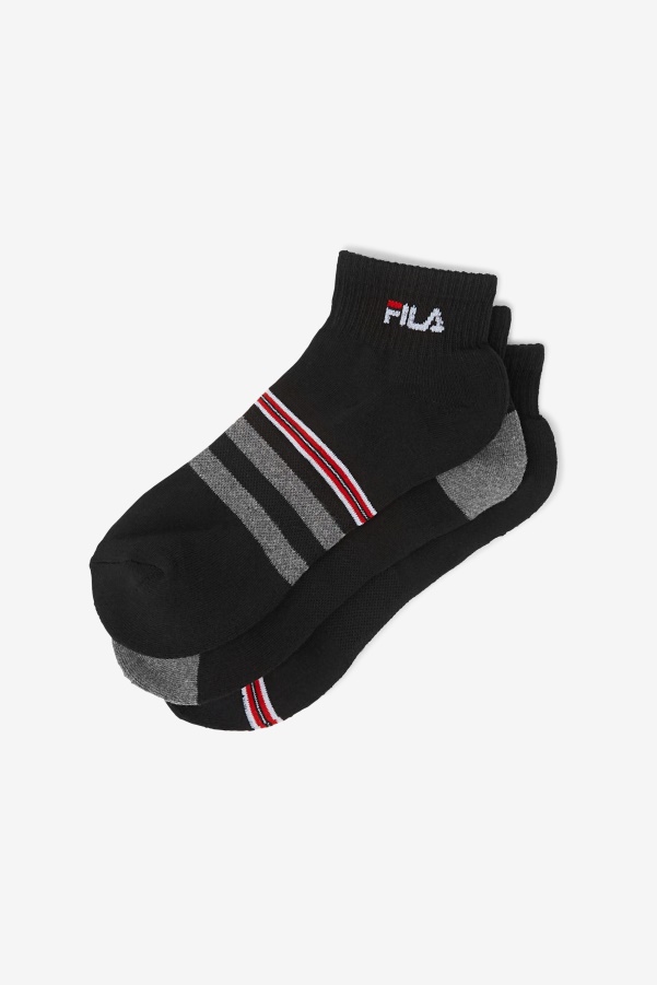 Black Men's Striped Quarter Sock 3-Pack Fila
