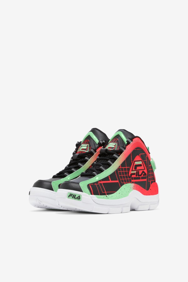 Fila Black/Fiery Coral/Green Ash Little Kids' Grant Hill 2