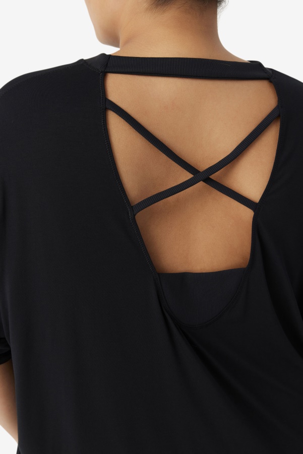 Black Fila Fi-Lux Short Sleeve Top