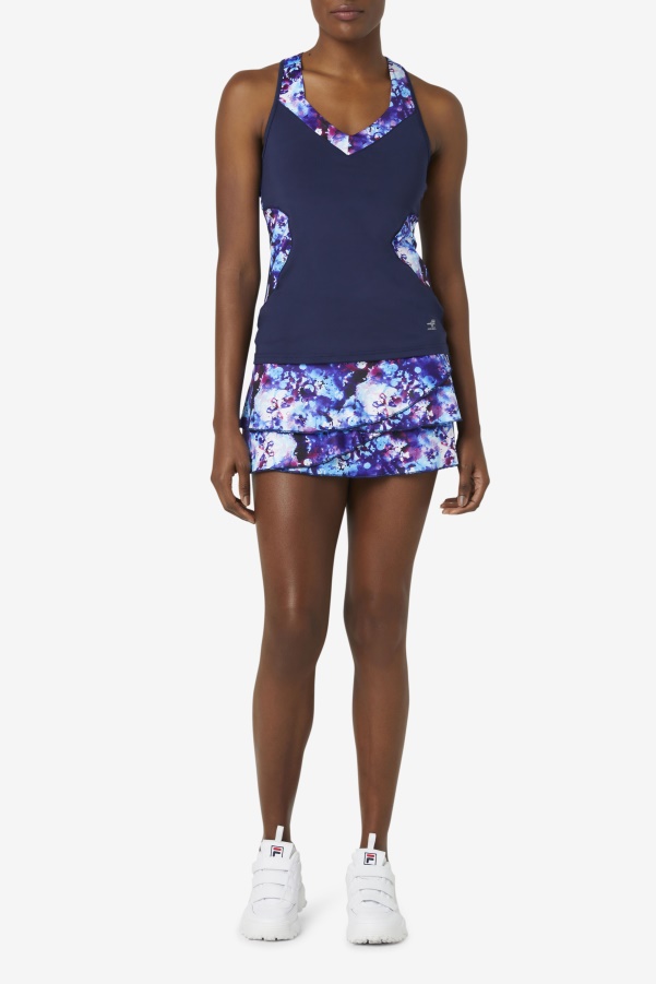 Fila Navy Print/Navy Pickleball Tiered Printed Skort