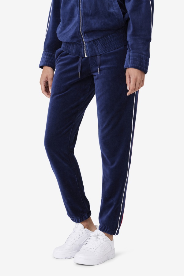 Navy/White/Red Fila Deverall Velour Pant