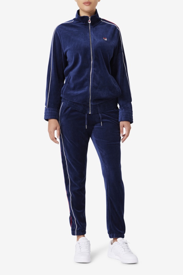 Navy/White/Red Fila Deverall Velour Pant