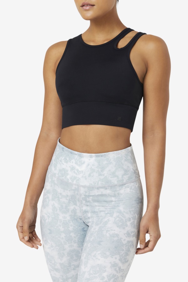 Fila Black Uplift Slice Crop Bra Top