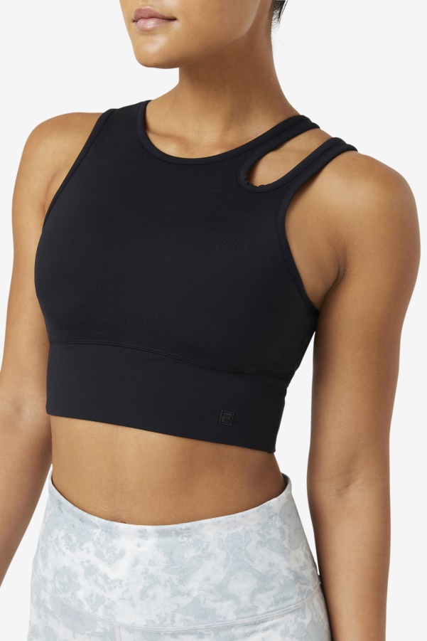 Fila Black Uplift Slice Crop Bra Top