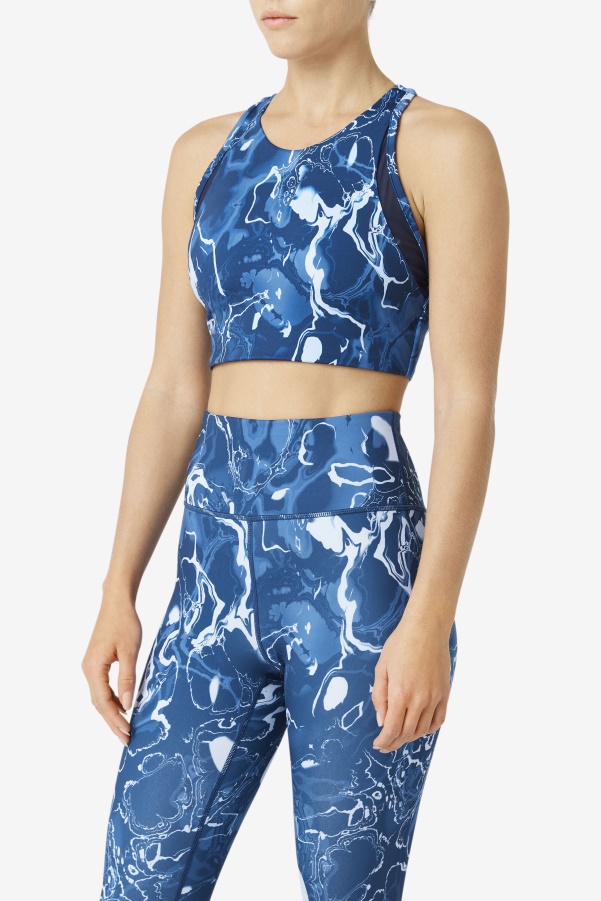 Uplift T-Back Sports Bra Navy Marble Fila