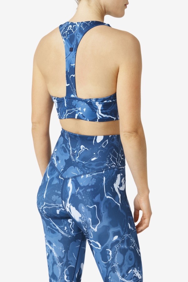 Uplift T-Back Sports Bra Navy Marble Fila