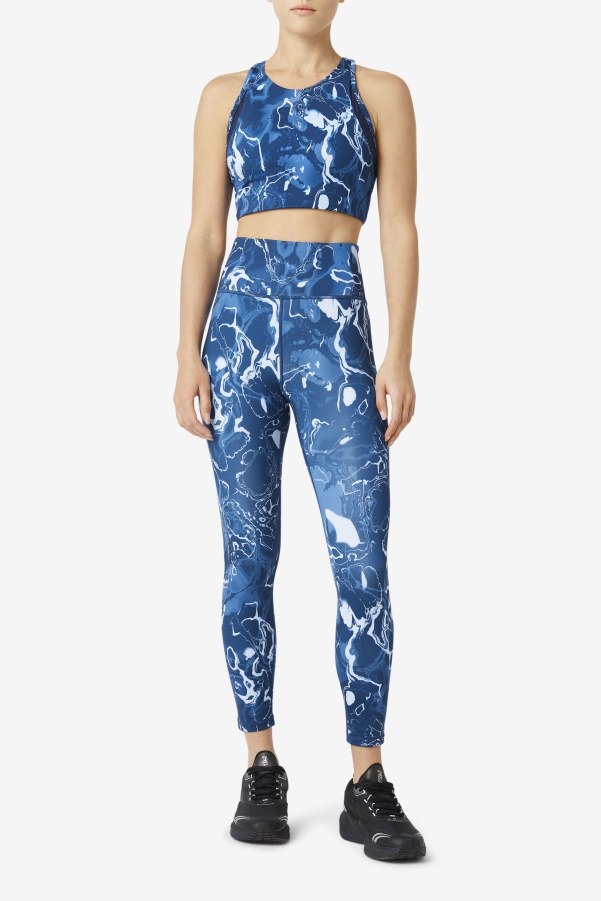 Uplift T-Back Sports Bra Navy Marble Fila