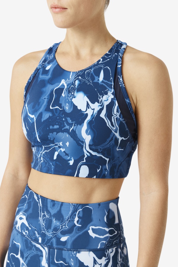 Uplift T-Back Sports Bra Navy Marble Fila