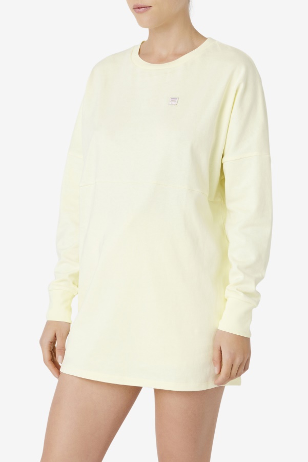 Tender Yellow Fila Janet Oversized Long Sleeve Tee