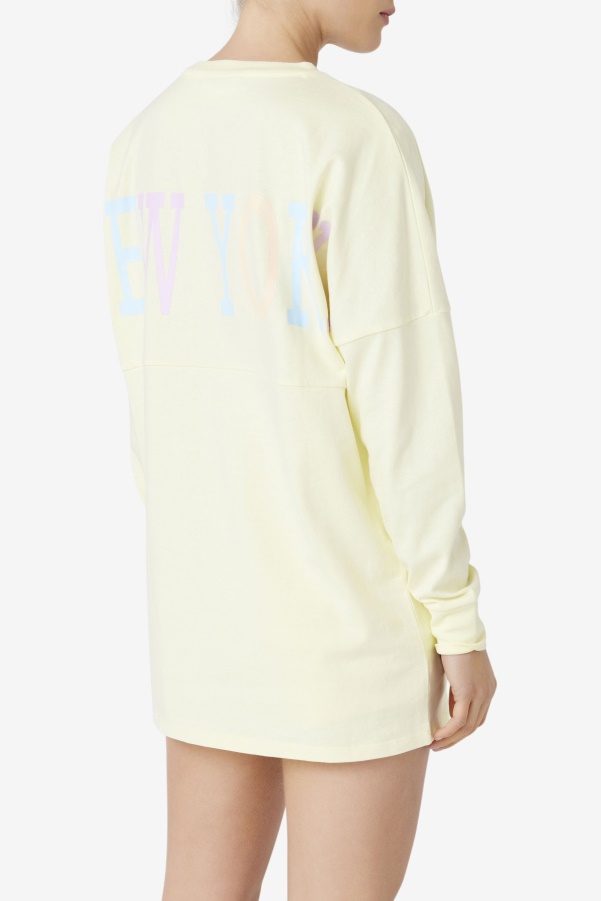 Tender Yellow Fila Janet Oversized Long Sleeve Tee