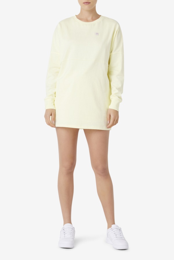 Tender Yellow Fila Janet Oversized Long Sleeve Tee