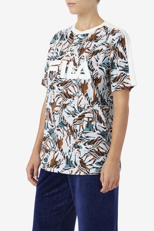 Nataly Boyfriend Tee Fila Egret/Stormy/Deep Lake Print