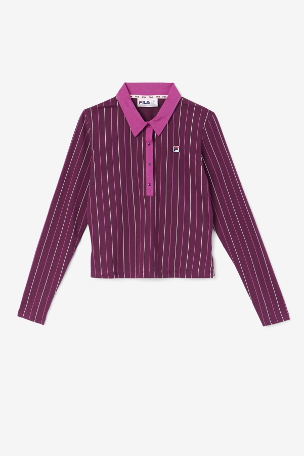 Fila Jada Long Sleeve Polo Grape Wine/Rouge/Potpourri